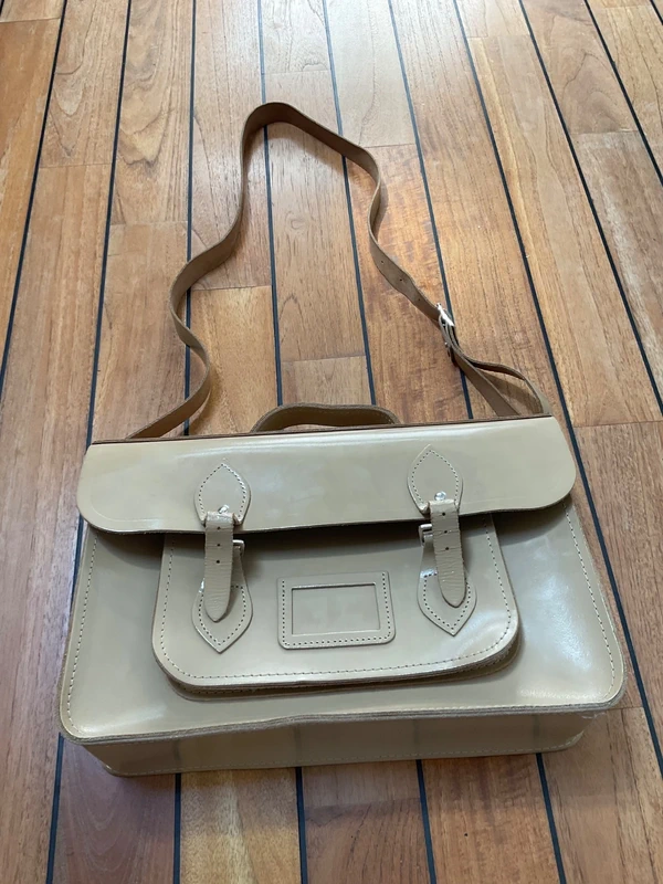Sacoche / cartable cuir lisse beige Cambridge Satchel