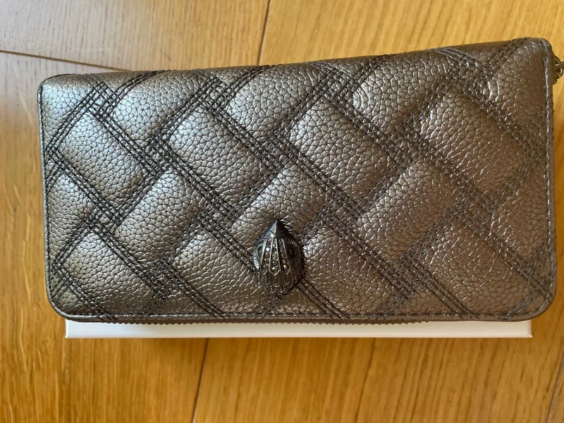 Sublime porte-feuille cuir grainé gris acier