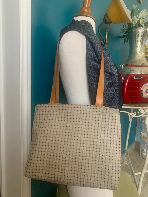 Sac Galeries Lafayette en toile enduite et cuir