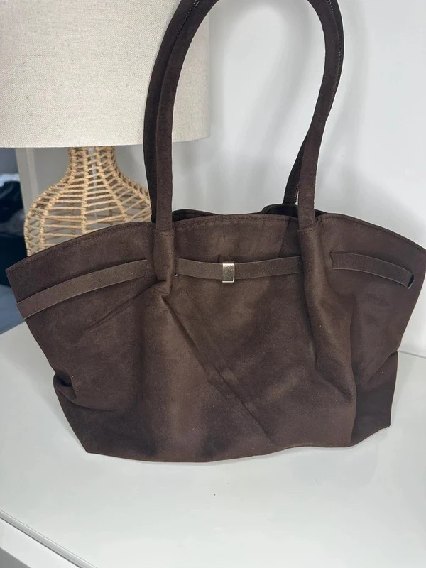 Sac marron chocolat effet daim tendance vintage– Rentrée, cours & bureau