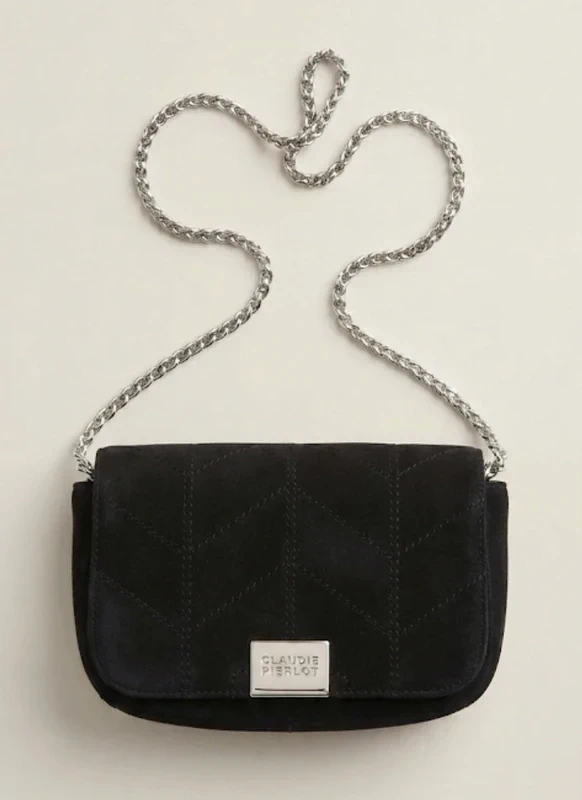 Sac bandoulière Claudie Pierlot daim noir en excellent état