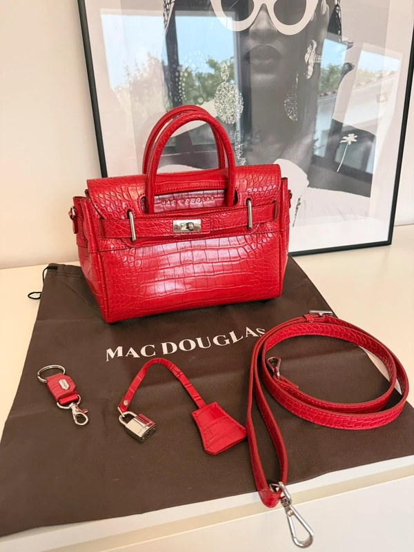 Sac à main Pyla Rythme enduit en effet croco rouge