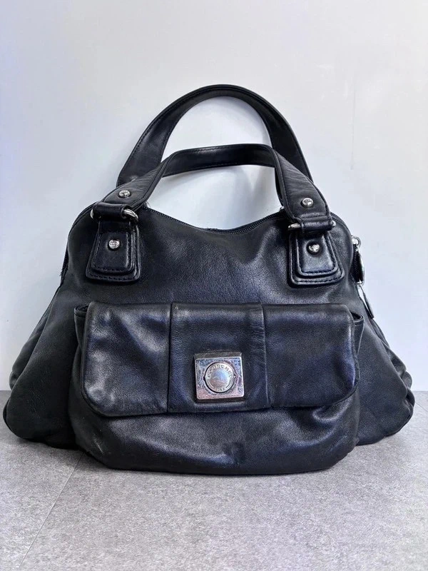 Sac à main Pourchet Paris 2000s noir cuir vintage